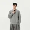 Chegada Nova Outono 2026 Suéter de Gola Henley Cor Sólida Estilo Coreano Tendência Toque de Luxo Adolescente Toque de Luxo Jaqueta Solta