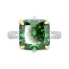 Otoño e invierno nueva joyería cobre chapado en oro diamante de alto carbono diamante cuadrado flor de hielo cobre incrustado princesa cuadrado anillo de lujo mujeres 12*12