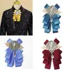 Banquete de Bodas para Hombre de Gama Alta Estilo Británico Lazo Flor de Pedrería Cuello Florido Corbata de Lazo Traje Formal Cuello Flotante Profesional Flor