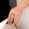 Anel de Prata S925 com Incrustação de Jadeíta de Grau A Exquisito Simples Moda Luxo Leve Versátil