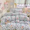 Conjunto de Roupa de Cama Classe A com Colchão Quatro Peças Estampado Kit Grau Mãe-Bebê Gaze de Camada Dupla Lençol de Dormitório Capa de Edredom Fronha Saia de Cama Conjunto de Três Peças