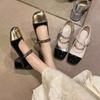 Zapatos Mary Jane Versátiles y de Estilo Suave para Mujer 2025 Primavera y Verano Nuevo Estilo Francés Estilo Pequeño Fragante Tacón Grueso Tacón Medio Planos para Mujer