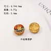 Prata S925 banhada a ouro óleo de gota queimado azul oito deuses guardiões Buda com furo passante acessórios pulseira pulseira diy produtos semi-acabados
