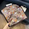 Pañuelo de Seda 70 Cuadrado Moda Coreana de Alta Gama Versátil Profesional Seda Sintética Pequeño Pañuelo de Cuello Estampado Retro Pañuelo de Seda para Mujer