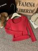 Outono e Inverno Estilo Coreano Marca Gola Quadrada Roupa Íntima com Bojo Quente Manga Longa Ajustada Emagrecimento Camiseta Base Interna e Externa