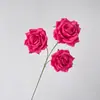 Flor Artificial Rosa Elsa de 3 Cabeças, Flor Artificial para Casamentos, Material de Tecido de Seda, Rosa Aberta com Pétalas em Cor Gradiente