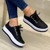 2024 Sapatos Casuais Femininos de Comércio Exterior Cadarço Frontal Bico Redondo Europeu e Americano Solado Grosso Sapatos Adesivos Transfronteiriços Tamanho Grande Sapatos Casuais