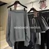 Thirteen Lines 2025 Otoño Temprano Nuevo Estilo Coreano Moderno Más Fácil de Combinar Delgado Hombro Oblicuo Manga Larga Suéter para Mujer Holgado Casual Superior