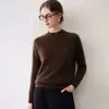 Outono/Inverno Novo Tricô 100% Caxemira Feminino Gola Meia-Alta Manga Raglã Fio Mesclado Novo Suéter Básico de Puxar