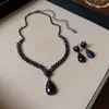 Set de Collar y Pendientes Flor de Diamante Vintage de Segunda Mano Lujo Accesible Cadena Alta para Clavícula Collar Estilo Palacio para Mujer