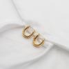 Pendientes Retro Franceses de Oro de 18K y Acero de Titanio para Mujer, Pinzas para Orejas de Acero Inoxidable con Textura de Camarón, Exquisita Joyería al por Mayor