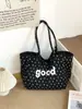 Bolsa Tote Simples de Lona Dupla Face Estilo Coreano, Bolsa de Lona Estrela Y2K Estilo Preguiçoso, Bolsa de Ombro Casual Versátil para Mulheres, Grande Capacidade