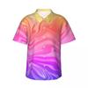 Camisa de praia neon com estampa digital de comércio exterior, camisa havaiana casual com estampa de leopardo, camisa masculina plus size, manga curta