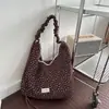 Bolso de hombro de punto texturizado con cordón, bolso cruzado casual y versátil para el día a día, bolso tote floral de gran capacidad para mujer