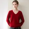 Suéter de cachemira para mujer 100% cachemira pura de cabra, nuevo modelo de primavera y otoño, Suéter base de punto con cuello en V y manga larga Consinee