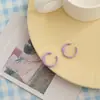 Brincos Agulha de Prata novos coloridos estilo macaron estilo férias francesas brincos tipo C azul bebê brincos estilo mesmo da rede social para mulheres