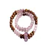 Pulseras Apilables de Luciérnaga Estilo Chino Retro, Sencillo Diseño de Doble Capa con Cuentas Rosas, Pulseras de Amistad, Regalo de Cumpleaños