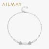 Pulsera de plata esterlina S925 de lujo ligero elegante flor micro diamantes para mujer Verano Fresca cadena chapada en platino pulsera abierta