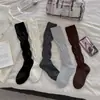Youjiaxiu Meias Femininas Estilo INS Cor Sólida Meias Caneladas Bolha para Panturrilha Versáteis Sem Costura Longas Meias Largas Meias para Bota