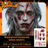 Combinação de Adesivos de Tatuagem com Elementos de Terror de Halloween Transfronteiriços, Maquiagem Assustadora e Engraçada, Estilo Atmosférico Cos Halloween