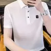 Camiseta de Manga Corta de Seda Helada de Verano para Hombre Camisa Polo Corte Delgado Exportación Cuello Solapa Manga Media Versátil Casual Delgado