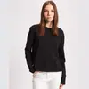 Camiseta lisa de manga comprida tamanho grande em estoque estoque código europeu e americano S-3XL não impressa feminina
