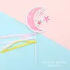 Decoración de pastel serie arcoíris globo aerostático tridimensional nubes luna meteoro color láser tarjeta tarjeta de fiesta plug-in