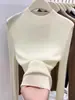 Outono e Inverno Novo Estilo Gola Alta Tricô Macio Ceroso Pulôver Slim Feminino Tricô Fino com Gola Média Camiseta Base