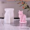 Molde de Silicona para Vela Aromática con Forma de Gato de Cola Rizada, Molde para Adorno de Yeso, Molde para Decoración de Pasteles y Mousse