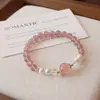 Pulseira de Cristal de Morango Natural para Mulheres, Celebridade da Internet Jade Hetian Cristal Rosa, Design Simples e Único para Melhores Amigas, Joia Personalizada da Moda