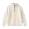 2026 Nuevo Suéter Cardigan con Cremallera y Hombros Caídos para Niños Otoño/Invierno, Ropa Exterior de Punto de Cuello Alto Medio para Niños Grandes