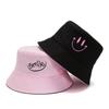 Chapéu de pescador com rosto sorridente dos dois lados Chapéu de sol bordado estilo coreano dos dois lados Chapéu de bacia universal para as Quatro Estações chapéu de estilo ocidental para comércio exterior
