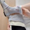 Calcetines de Malla Calados Finos de Verano con Diseño de Corazón para Niños Ins Coreanos Color Combinado de Media Caña de Algodón con Encaje Apilados