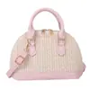 2026 Bolso de Paja Tejida con Conchas de Verano Nuevo Estilo con Elegante Diseño de Contraste de Color para Vacaciones en la Playa, Bolso de Mano y Cruzado
