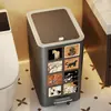 Cubo de basura con tapa para uso doméstico, modelo nuevo para baño, inodoro, cocina, sala de estar, papelera de gran capacidad operada con pedal