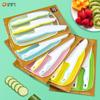 Juego de 4 piezas de cuchillo de fruta de plástico para niños, tabla de cortar, blíster, cuchillo para cortar, alimento complementario, pan, cuchillo serrado para pastel