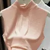 Algodón de Ramio Tejido Suave y Ceroso con Nudos Falsos en el Cuello Todo-en-uno para Mujer de Gama Alta Elegante Base Negra
