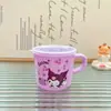Taza de Agua Infantil de Dibujos Animados Japoneses Taza Pequeña Macarrón Taza de Leche Taza para Beber para Bebé con Tapa Asa Taza