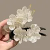 Grampo de Cabelo Camélia de Concha Sintética Dupla Face, Pente Simples para Coque, Ferramenta Versátil para Penteado para Mulheres, Grampo para Parte de Trás da Cabeça