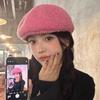 Gorra dulce, fresca, retro y vanguardista para mujer Otoño e Invierno Combinable boina de piel de cordero anti-desgaste cálida para invierno circunferencia de cabeza grande sombrero de pintor