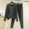 Traje térmico para hombre terciopelo sin costuras seda camiseta funcional de manga larga pantalones de otoño pantalones de otoño traje de dos piezas