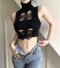 Top sexy sin tirantes con cuello halter y diseño de nicho para mujer, de Pure Spice Girl, sin mangas, de punto