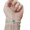 Pulsera de Cruz de Plata Rota de Plata Esterlina S925 con Aguamarinas Naturales para Mujer, Diseño Nicho de Lujo Ligero, Pulsera de Perlas Shijia