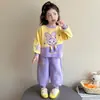 Conjunto Informal de Dibujos Animados para Niñas Otoño Primavera y Otoño Princesa Bebé Lindo Sudadera con Capucha y Pantalones Deportivos Conjunto de Dos Piezas Elegante a la Moda