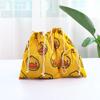 Calças de Algodão e Linho Estampadas com Bolso de Aba com Cordão, Sacos de Linho, Sacos de Armazenamento de Viagem para Íntimos Diversos, Sacos de Presente, Estilo Desenho Animado