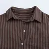 Comercio Exterior Otoño 2024 Nueva Camisa Top Largo Moda Holgado Casual Bolsillo Rayado 3067106
