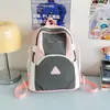 Mochila Feminina Estudante Universitária Bonita Cor Contrastante 2025 Nova Estudante do Ensino Fundamental II e Ensino Médio Mochila de Viagem de Grande Capacidade