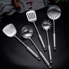 Utensilios de cocina de acero inoxidable 304 con mango hueco, juego de 6 piezas, espátula para freír, espátula, cuchara sopera grande, concha para sopa