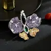 Broche Mariposa de Diamante Morado Exquisito Retro, Atmósfera de Otoño e Invierno, Elegante Elegante, Vestido de Cena, Abrigo, Joyería de Insectos para Mujeres