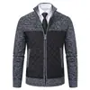 Cárdigan de otoño e invierno para hombre transfronterizo, top de punto, chaqueta con cuello alto, suéter grueso y cálido con forro polar de corte ajustado para hombre